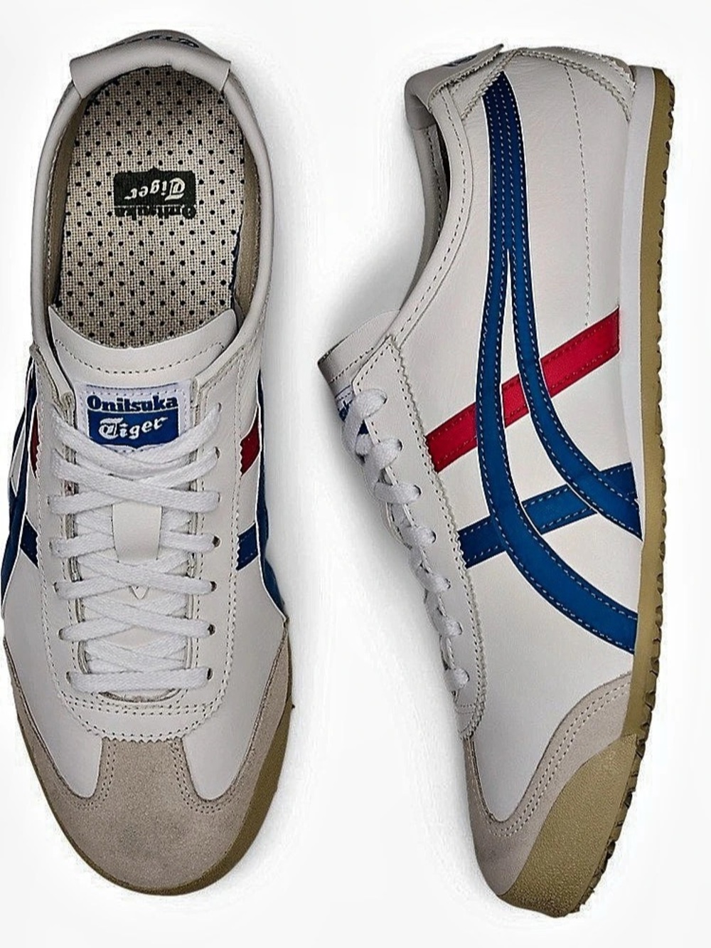 Onitsuka Tiger Mexico 66 Red, White & Blue Leather Sneakers - Picture 1 of 6